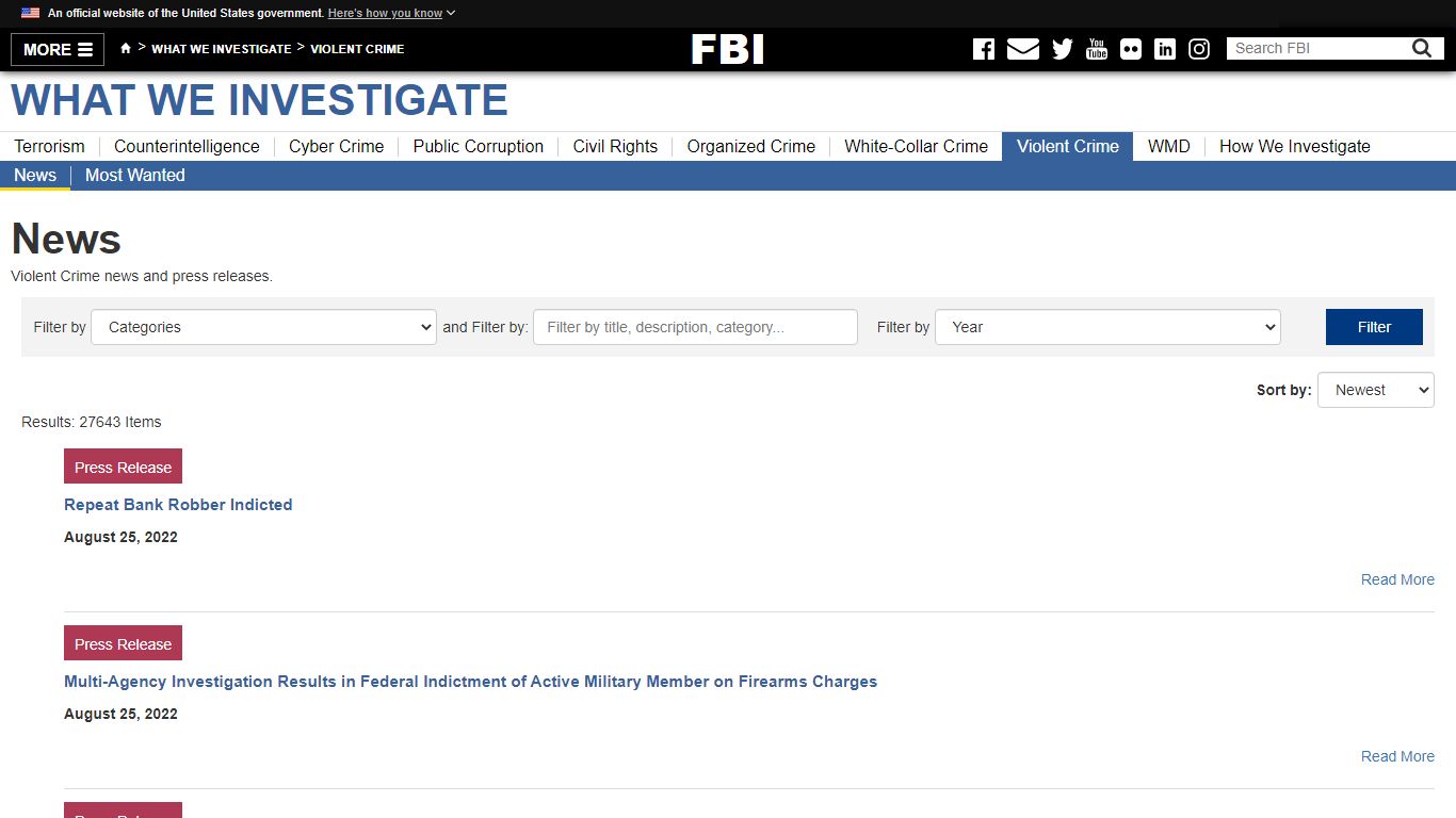 News — FBI - Federal Bureau of Investigation